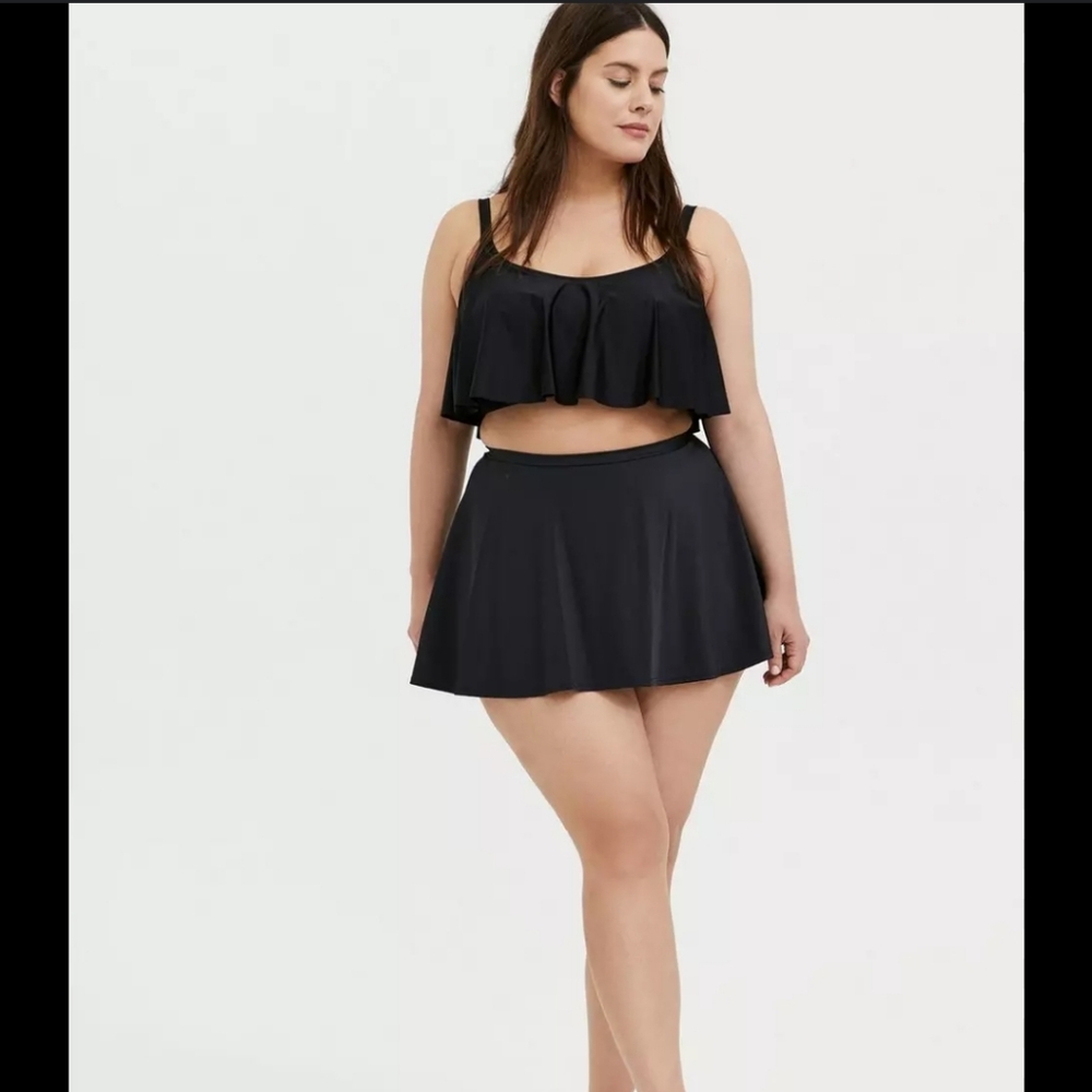 Torrid Black Plus Size High-Rise Skater Swim Skirt
